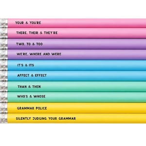 Grammar Pencils , Grammar Nerd , Teacher Gift , Student Gift , grammar gifts , graduation gift , grammar police , gifts for her, english
