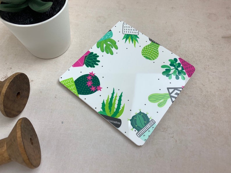 Acrylic Cactus Succulent Coasters Choice of 4 designs or choose a whole set Home Decor Drinks Accessories Gift Present DD559