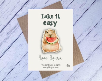 Capybara Encouragement Token, Take It Easy Gift, Wooden Keepsake, Anxiety Support Gift, Cute Animal Token