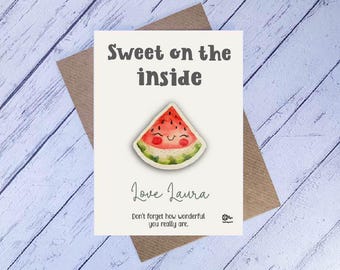 Watermelon Encouragement Token, Sweet on the Inside Gift, Wooden Keepsake, Positive Reminder Gift, Cute Fruit Token