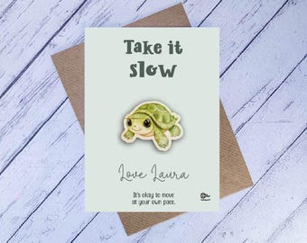 Turtle Encouragement Token, Take It Slow Gift, Wooden Keepsake, Anxiety Support Gift, Cute Animal Token