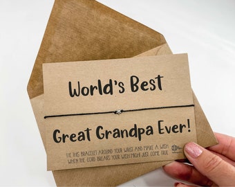 Wish Bracelet for World's Best Great Grandpa , Great Grandpa Birthday gift , Great Grandpa Christmas Present , gift from Great Grandkids