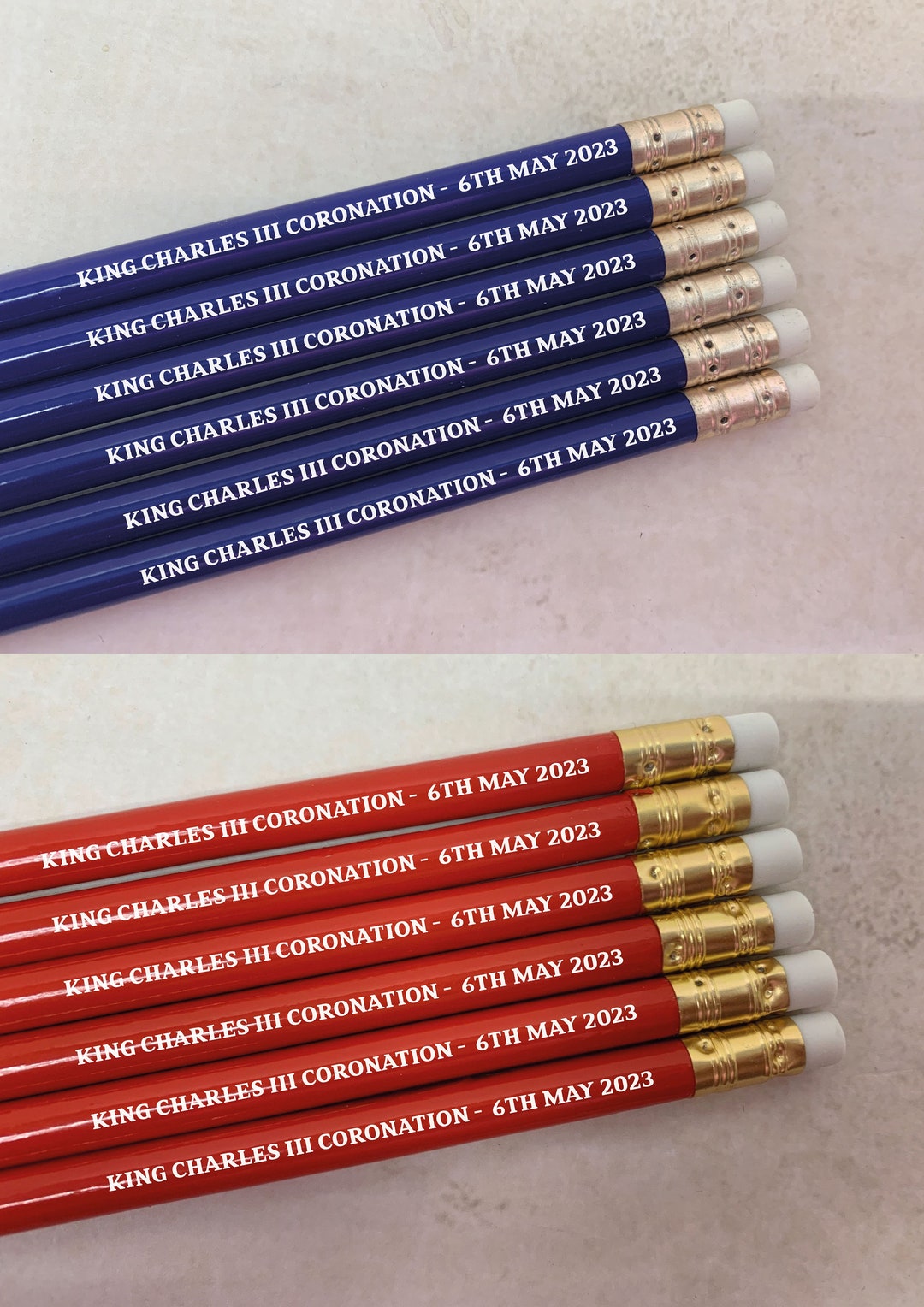 King Charles III Coronation Pencils Red and Blue, 6th May 2023 , Kings