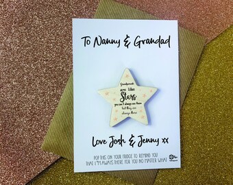 Gift / Wooden Magnet  / Grandparents are like stars, You can't always see them but they are always there / Birthday Christmas