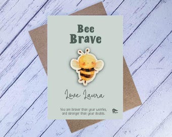 Bee Brave Token, Wooden Encouragement Gift, Anxiety Support Gift, Cute Bee Keepsake, Positive Reminder Gift