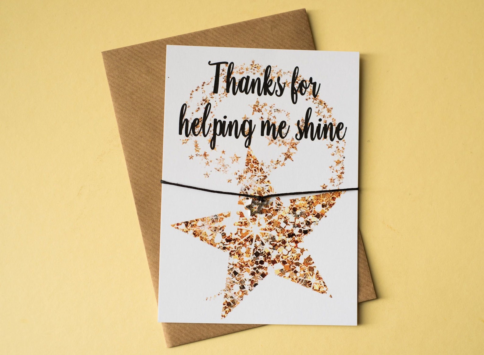 Old English Co. Dankeskarte Für Lehrer 'Thanks For Helping Me To Shine' - Goldsterne, Blanko Innen