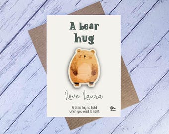 Bear Encouragement Token, Bear Hug Gift, Wooden Comfort Keepsake, Anxiety Support Gift, Cute Animal Token