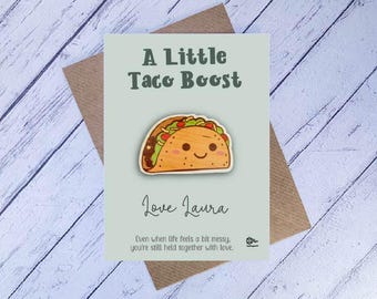 Emotional Support Taco Token, Wooden Encouragement Gift, Cute Taco Keepsake, Small Comfort Gift, Anxiety Support Token