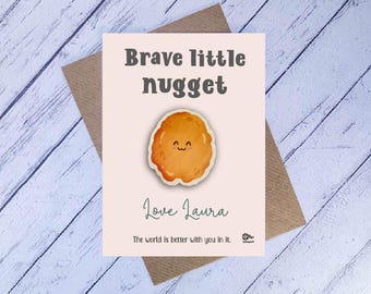 Brave Little Nugget Token, Wooden Encouragement Gift, Anxiety Support Gift, Cute Food Keepsake, Positive Reminder