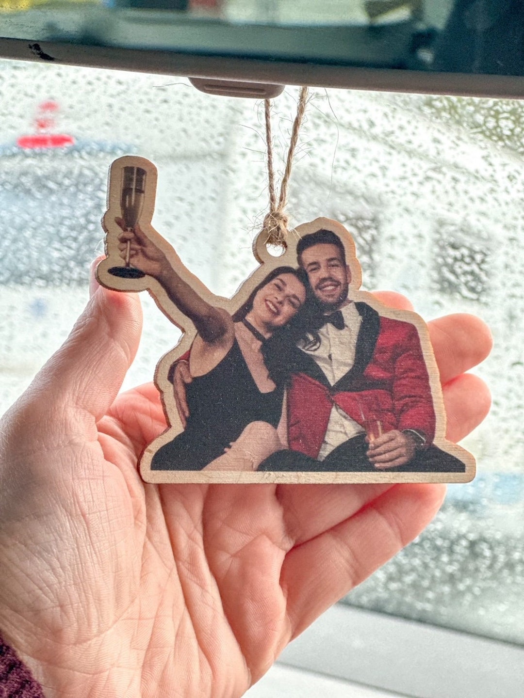 Wooden Photo Car Hanger, Personalised Hanging Car Ornament , Driving