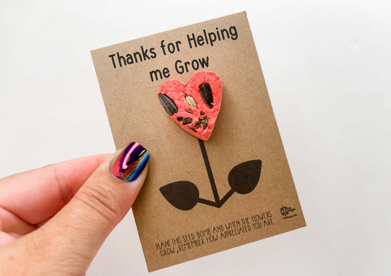 Thank You Teacher Gift - Wildflower Seed Bomb Heart - Thanks for Helping Me Grow DD2375