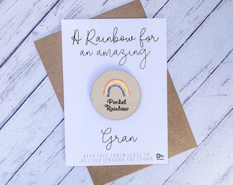 Wooden Token  / Pocket Hug - Pocket rainbow for an amazing Gran / Birthday Christmas Gift / Personalised Present /