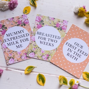 Breastfeeding Journey Cards ® / Bright Floral / Breastfeeding Photo Cards / Photo Prop / Baby Shower Gift /