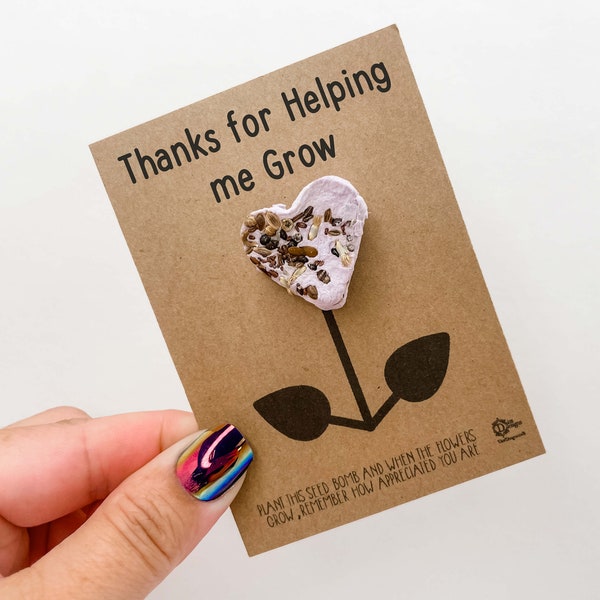 Teacher gifts , thanks for helping me grow , wildflower seed bomb , childminder gift , nursery teacher gift , teaching assistant gift ,