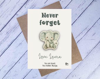 Elephant Encouragement Token, Never Forget Gift, Wooden Keepsake, Memory Gift, Positive Reminder Token