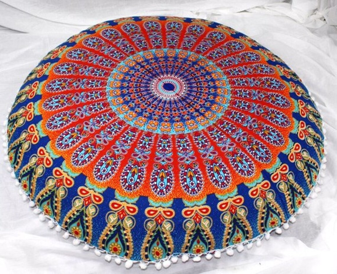 Indian large floor cushion cover mandala pillow cover multi Etsy
