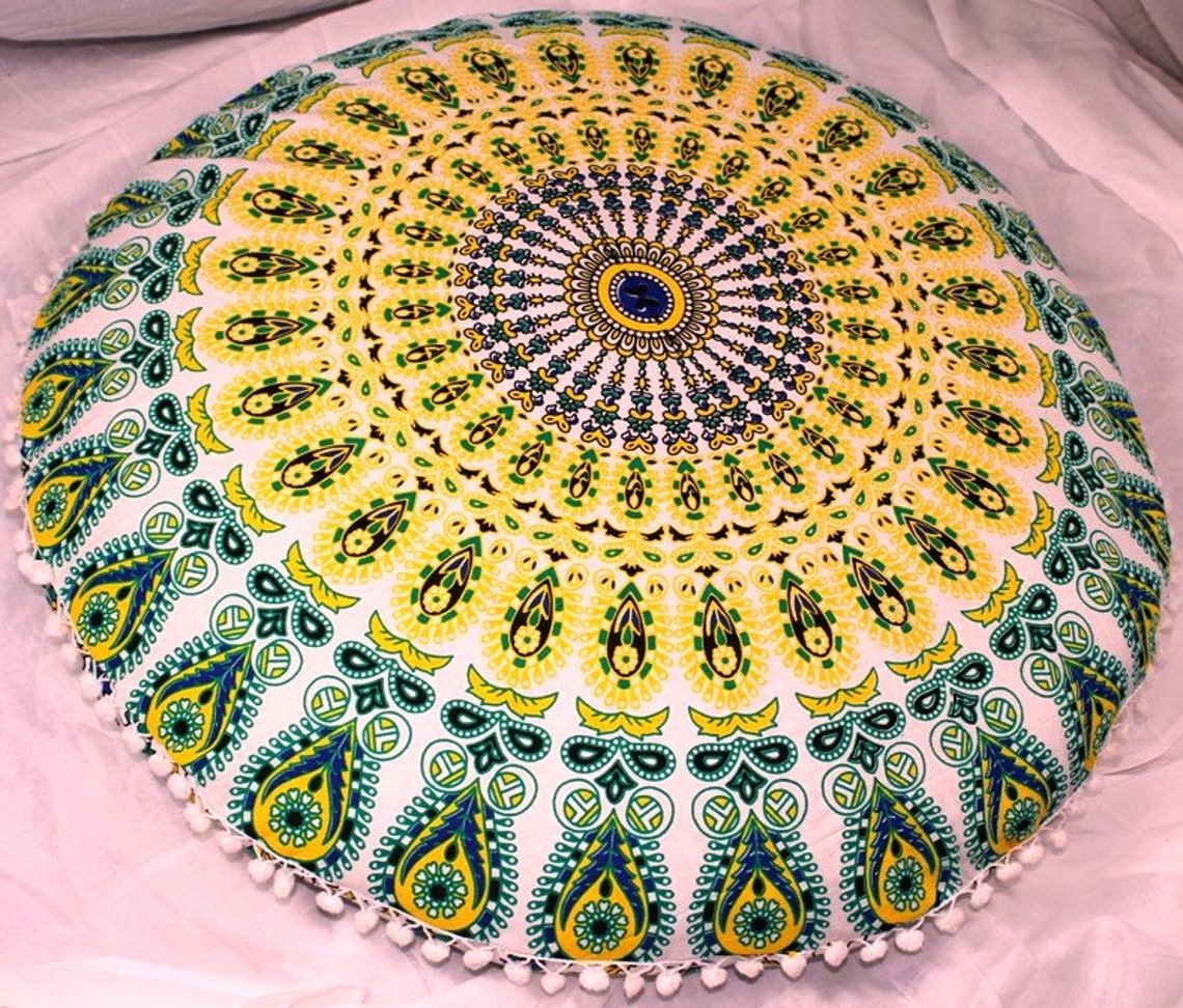 Indian Large Floor Cushion Cover Mandala Pillow Floor Pillow Etsy