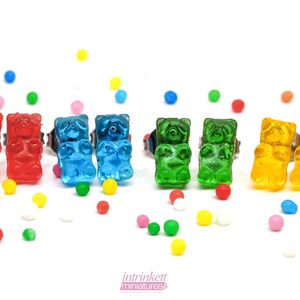 Tiny Gummy Bear Miniature Earrings • Surgical Steel • Colorful Candy Earrings • Cute Chewy Animal Sweets Ear Studs