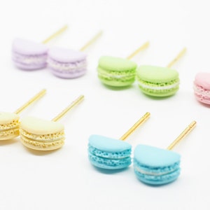 Pastel Macarons Miniature Stud Earrings • Colourful French Macarons • Tiny Macaron Earrings • Petite Miniature Small Stud • Gift for her
