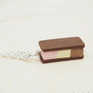 Neapolitan or Cookie Ice Cream Sandwich Charm Miniature Polymer Clay Jewelry Pendant Necklace image 4