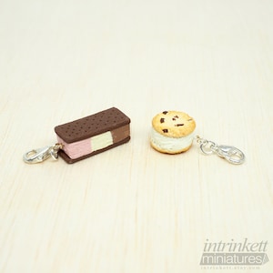 Neapolitan or Cookie Ice Cream Sandwich Charm Miniature Polymer Clay Jewelry Pendant Necklace image 1