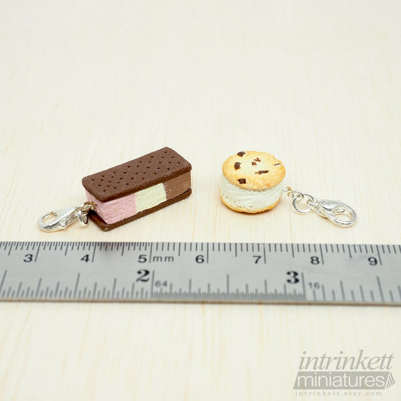 Neapolitan or Cookie Ice Cream Sandwich Charm Miniature Polymer Clay Jewelry Pendant Necklace image 3