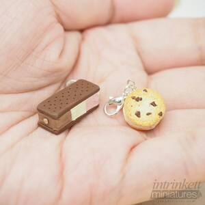 Neapolitan or Cookie Ice Cream Sandwich Charm Miniature Polymer Clay Jewelry Pendant Necklace image 2