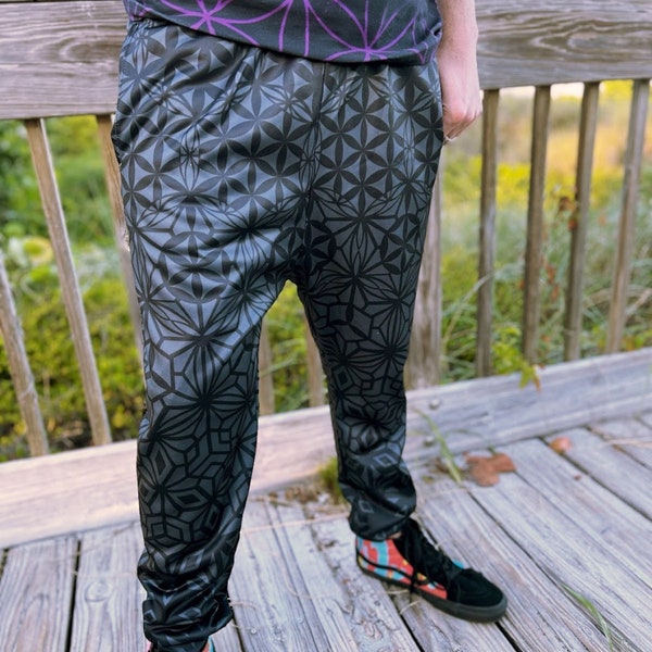 Tessellating Smoke Style Fractals Joggers: Streetwear, Music Festival, Psychedelic, Trippy Joggers, Festival Pants, Rave Wear, Sweatpants