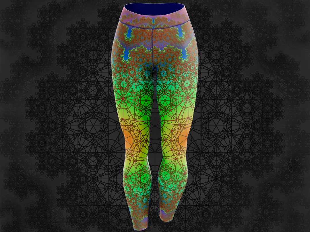Fractal Metatron Earth Leggings Festival Leggings, Heady, Sacred