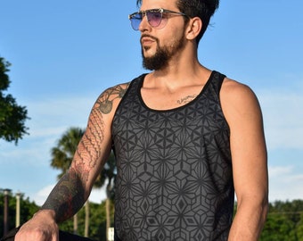 Tessellating Smoke Tank Top: Printed Tank, Festival Clothing, Sacred Geometry Clothing, Psychedelic, Music Festival, Trippy, Geometric