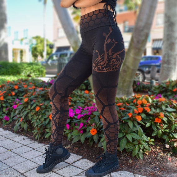 GWN Honeycomb Leggings: Bleach Dyed Cotton Leggings, Sacred Geometry, Yoga  Legging, Fire Safe, Festival Leggings, Hand Designed 