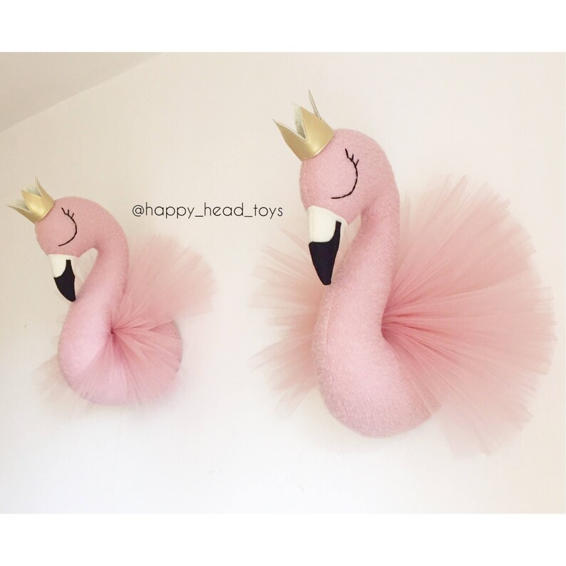 Flamingo wall hanging wall mount toy. Animal head flamingo Etsy
