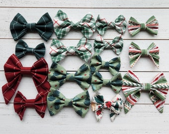 Holiday Bow Ties, Christmas, Fancy, Dapper, Santa, Plaid, Trees, Red Green White