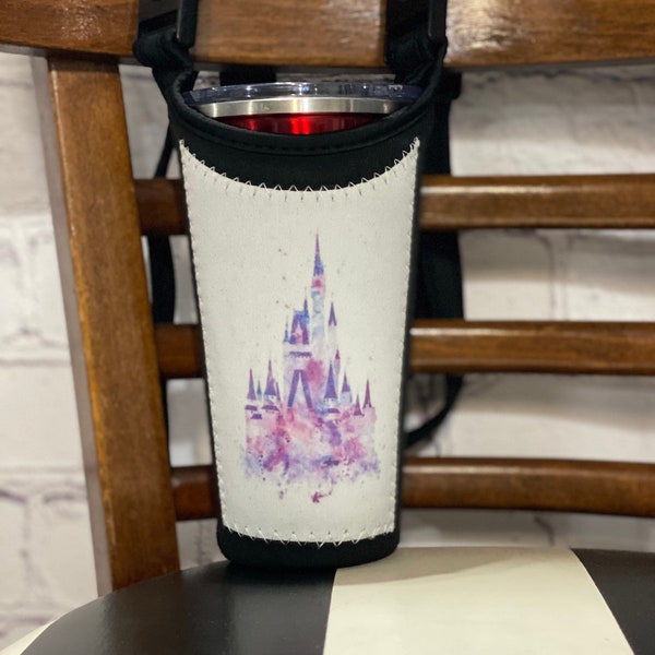 Cup tote - Fits Handle-free Disney theme park and resort cups. Hands free cup holder! Disney inspired themes.