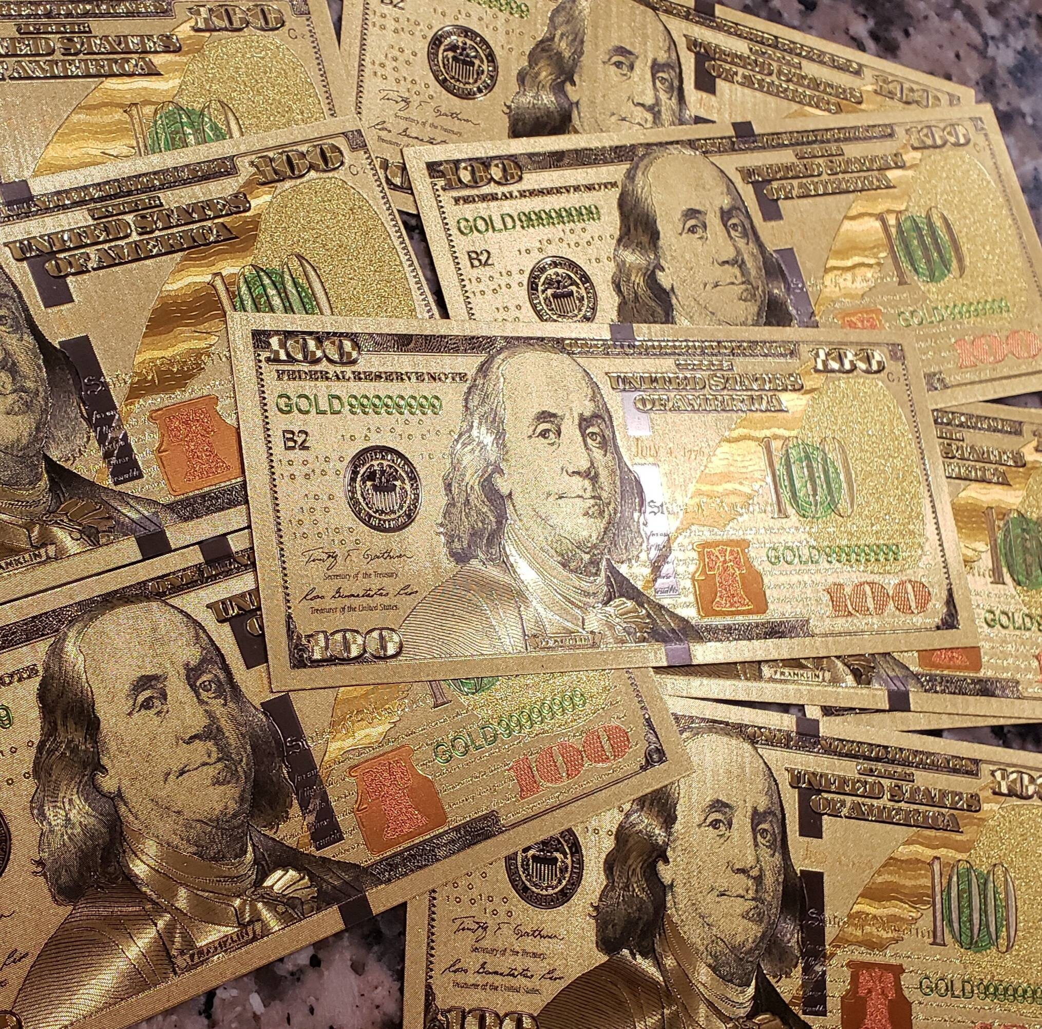Gold Foil 100 Dollar Bill Etsy
