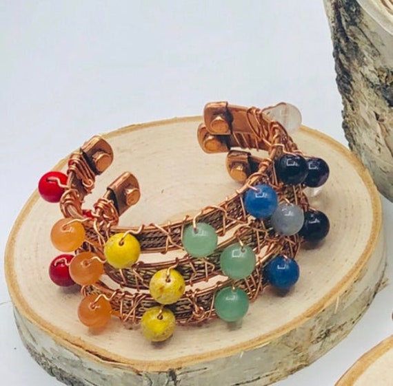 Copper Chakra Bangle Bracelet Healing Bracelet Unisex Copper