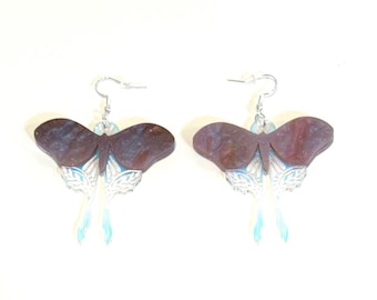 Luna Moth Dangle Earrings, Witchy Earrings, Bug Dangles, Luna Moth and Moth Earrings, Gothic Earrings, Romantic Romantasy