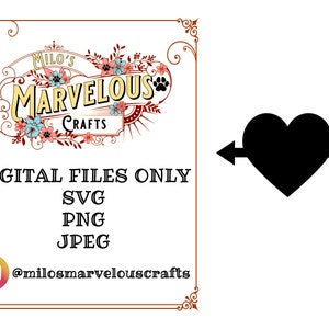 SVG PNG JPG-ontwerpbestanden voor pijl met hart | Hartpijl | Valentijnsdag | Download Glowforge/Cricut/Vector (afzonderlijke bestanden)
