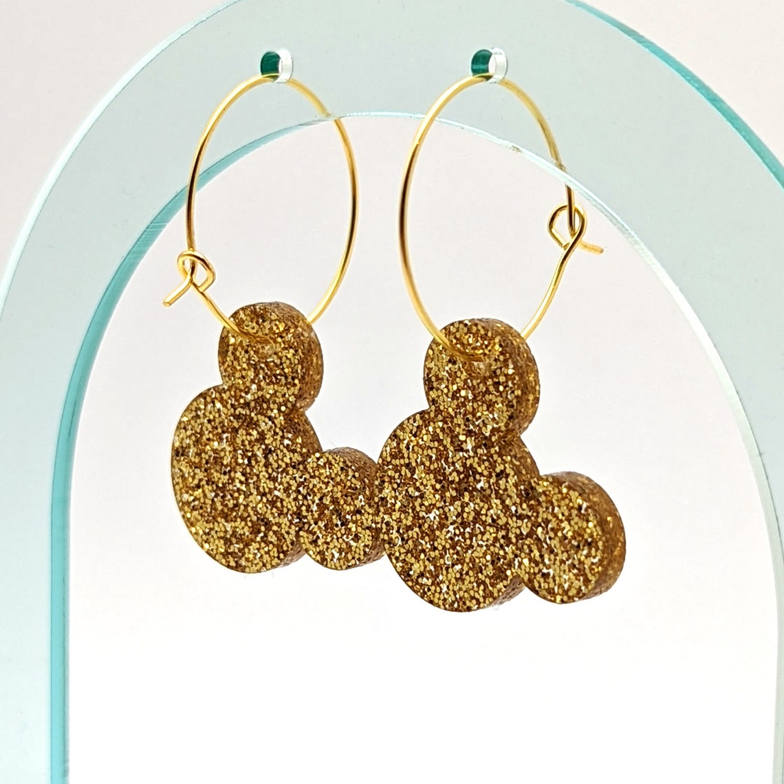 Gold Glitter Sparkle Tilted Mickey Mouse Head on 1 Inch Etsy Ireland
