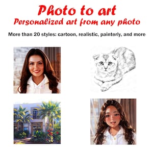 Custom Photo Art, Pet or Couples Portrait, Unique Personalized Gift, Custom Photo Gift, Cartoon & Watercolor Digital Portrait from Photo