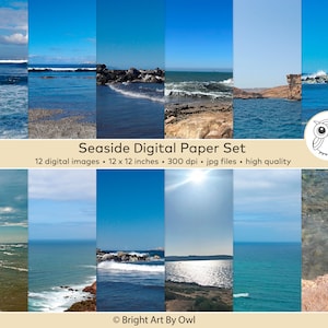 Sea Digital Paper, Ocean Water Nature Photography, Ocean Photo Backdrops, Sea Backgrounds, Seaside Prints, Coastal Art, Photography Backdrop