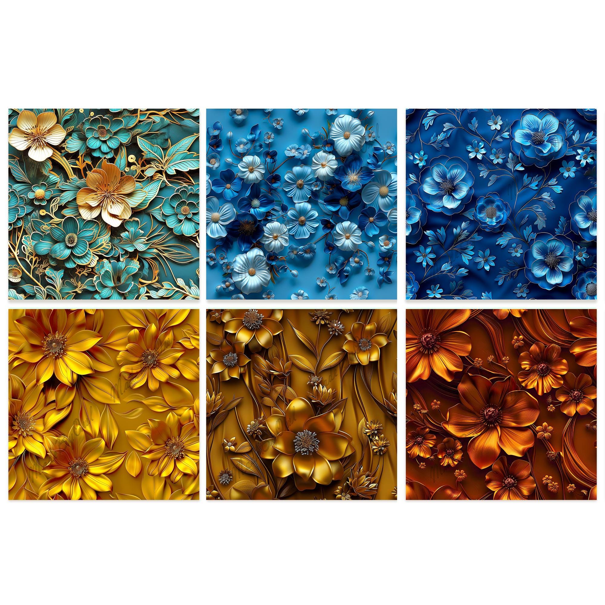 3D Floral Seamless Patterns, Floral Digital Paper Pack, Flower Seamless ...