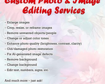 Custom Photo Editing Service, Retouch, Restoration, Background Removal