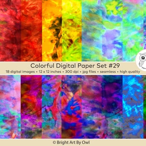 Neon Digital Paper, Bright Digital Paper, Rainbow Background, Tie Dye Digital Paper, Colorful Art Downloadable, Seamless Downloadable Paper