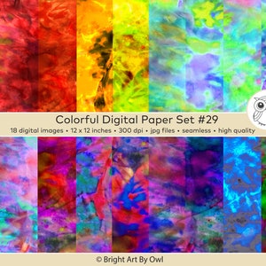 Neon Digital Paper, Bright Digital Paper, Rainbow Background, Tie Dye Digital Paper, Colorful Art Downloadable, Seamless Downloadable Paper