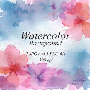パステルカラーの花の水彩画の背景、抽象的な花の水彩画のテクスチャ PNG、JPG、花のデジタルジャンクジャーナルペーパー、デジタルダウンロード