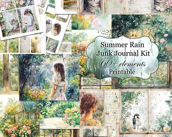 Rainy Day Junk Journal Kit, Meadow Garden Ephemera (digitale download)