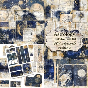 Vintage Astrology Junk Journal Kit, Astronomy Journal Pages, Celestial Ephemera Printable Digital Paper, Journal Supply Digital Download