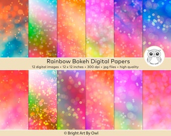 Carta digitale Neon Bokeh: sfondi sfumati arcobaleno (download digitale)