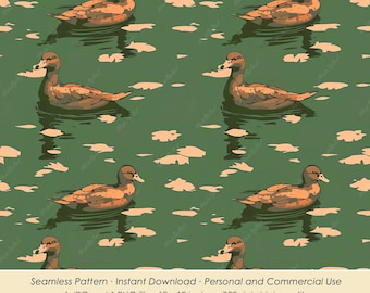 Modèle sans couture de canard colvert : fond de chasse (téléchargement numérique)